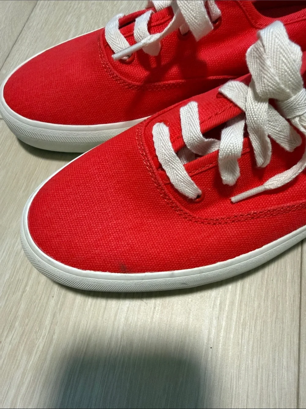 Keds Red Canvas Low-Top Sneakers with White Laces